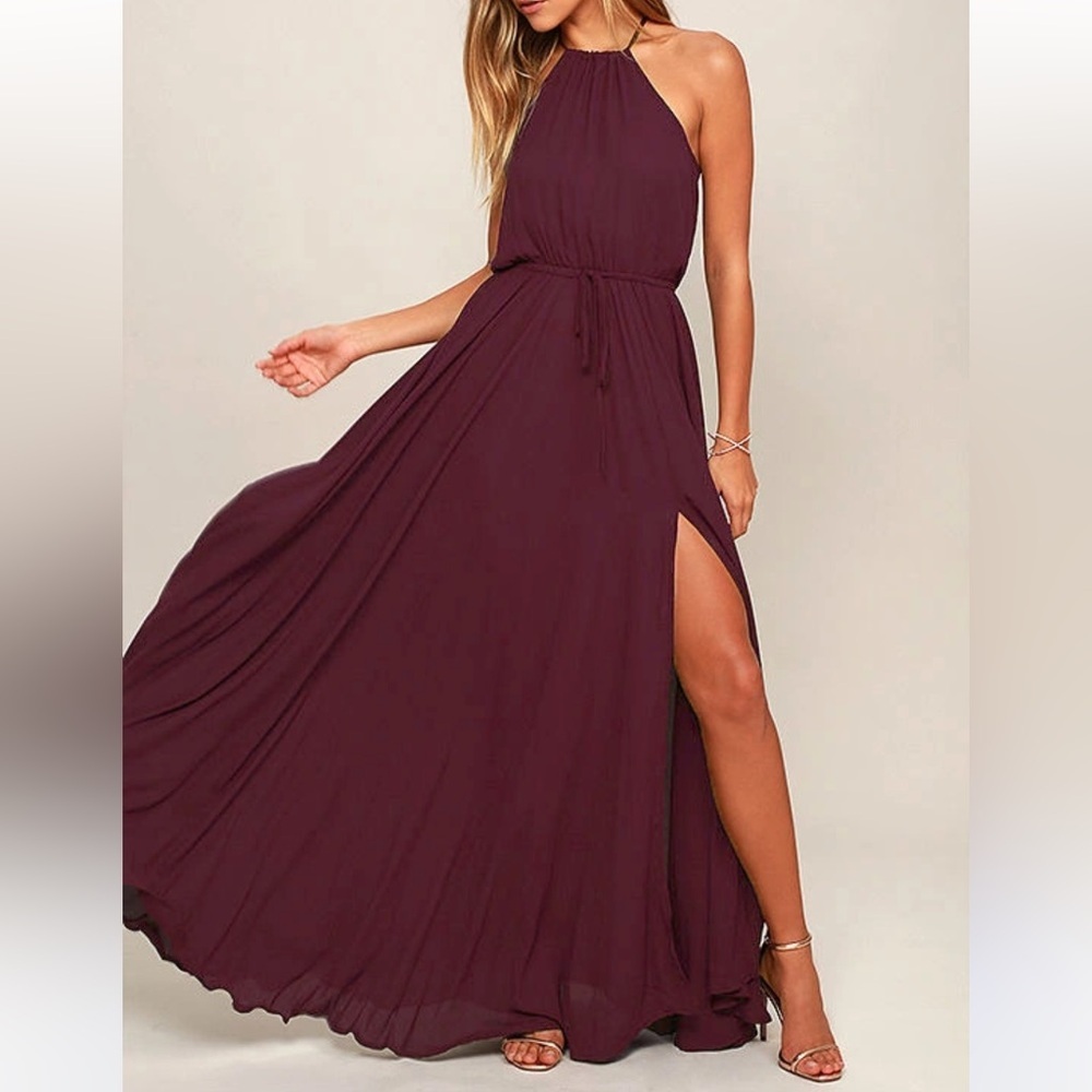 Lulus Essence of Style Plum Purple Halter Maxi Dress Small